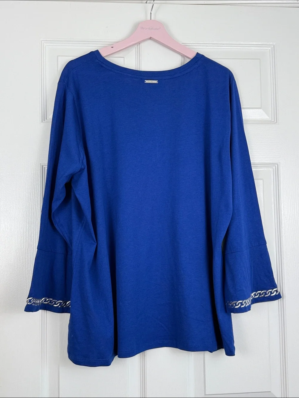 NWT Michael Kors Cobalt Blue Chain-Trim Bell Sleeve Tee Size 3X